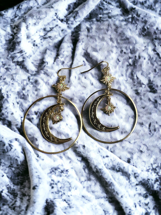 Moon Star Gold Earrings