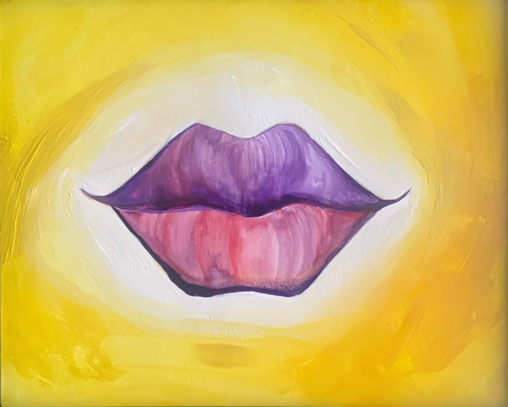 Lips on Yellow Print